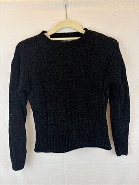 Select & Trend Black Textured Cozy Crewneck Sweater Women Small Soft